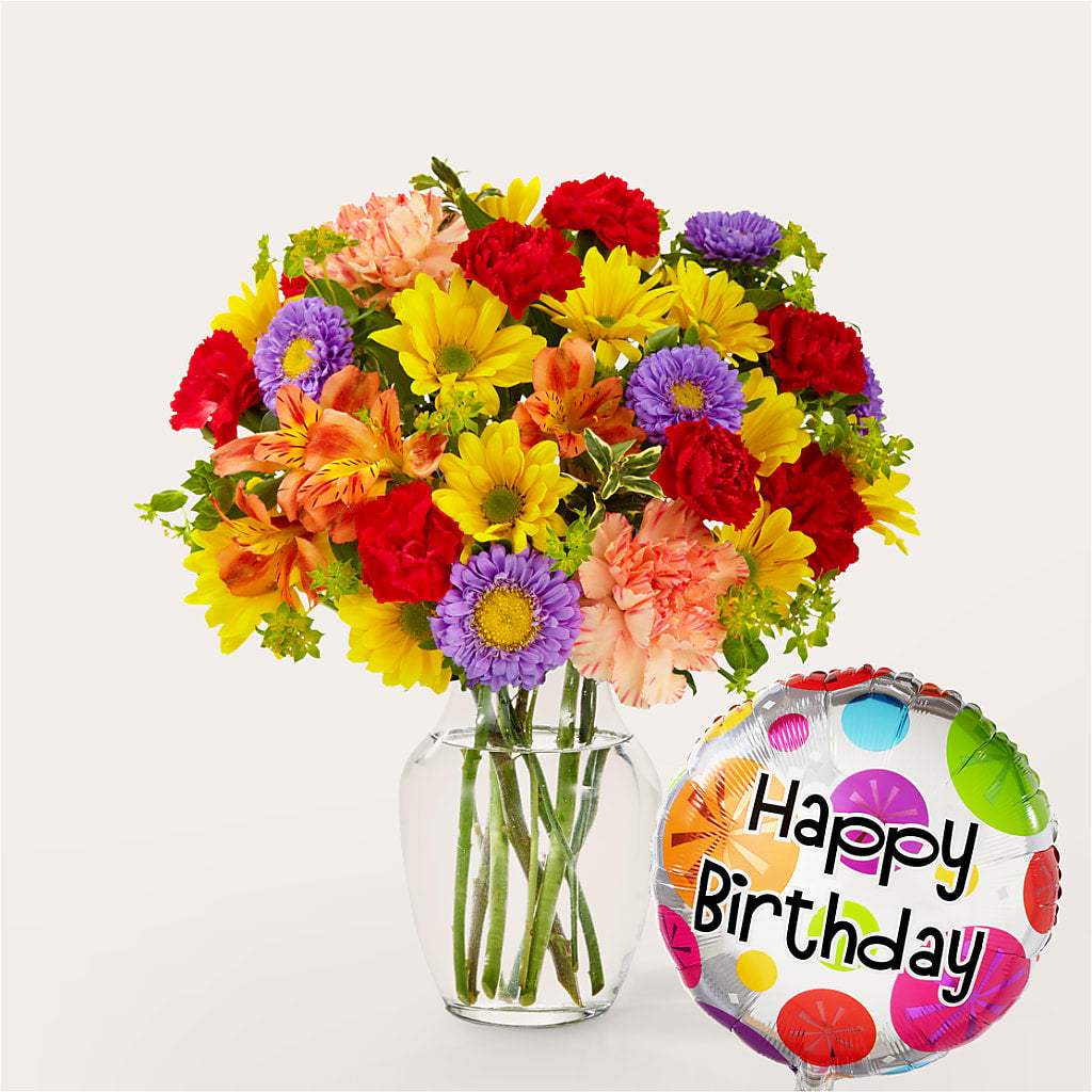 Kaleidoscope Bouquet with Birthday Balloon – Seminole Flower Shop Inc, Sanford FL