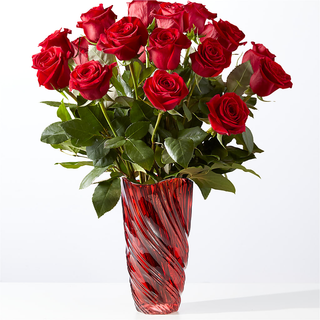 Classic Love Red Rose Bouquet with Luxe Swirl Vase – Seminole Flower Shop Inc, Sanford FL