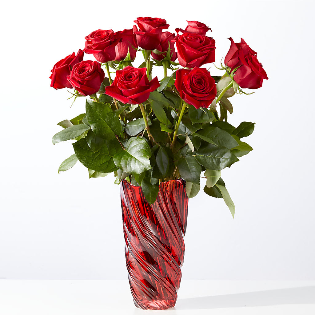Classic Love Red Rose Bouquet with Luxe Swirl Vase – Seminole Flower Shop Inc, Sanford FL