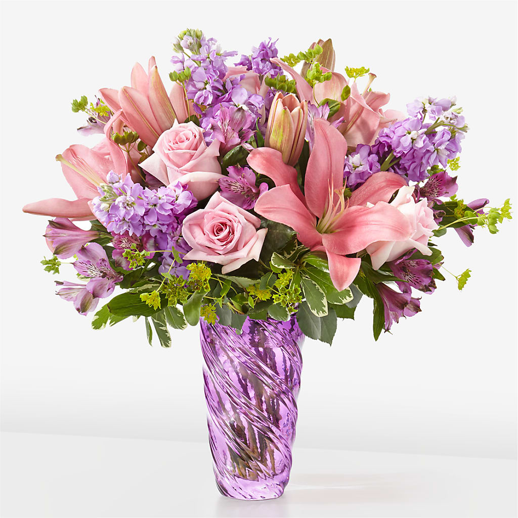 Precious Petals Bouquet with Luxe Swirl Vase – Seminole Flower Shop Inc, Sanford FL